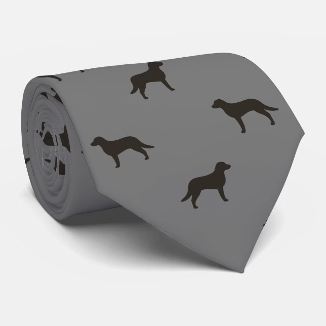 Chesapeake Bay Retriever Dog Silhouettes Pattern Neck Tie (Rolled)