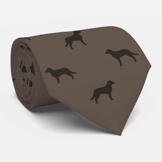 Chesapeake Bay Retriever Dog Silhouettes Pattern Neck Tie (Rolled)