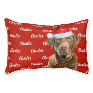Chesapeake Bay Retriever Dog with Name Christmas Pet Bed