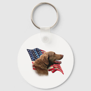 Chesapeake Bay Retriever Flag Keychain