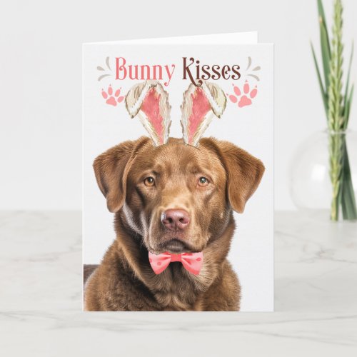 Chesapeake Bay Retriever in Bunny Ears for Easter Holiday Card