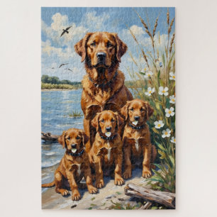 Chesapeake Bay Retriever Marsh Art Jigsaw Puzzle