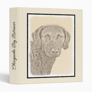 Chesapeake Bay Retriever Painting Original Dog Art 3 Ring Binder