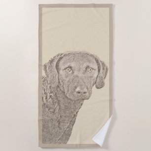 Chesapeake Bay Retriever Painting Original Dog Art Beach Towel