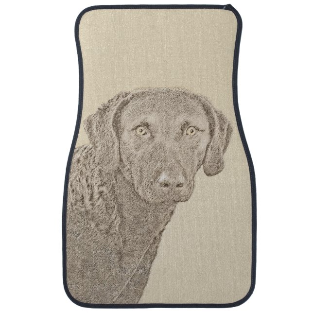 Chesapeake Bay Retriever Painting Original Dog Art Car Floor Mat (Front)