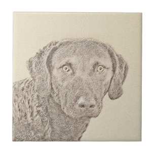 Chesapeake Bay Retriever Painting Original Dog Art Ceramic Tile