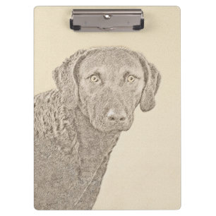 Chesapeake Bay Retriever Painting Original Dog Art Clipboard