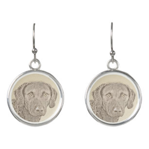 Chesapeake Bay Retriever Painting Original Dog Art Earrings