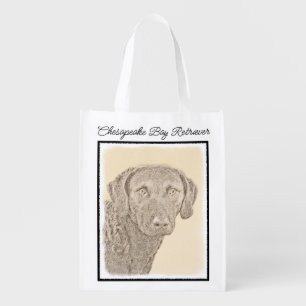 Chesapeake Bay Retriever Painting Original Dog Art Grocery Bag