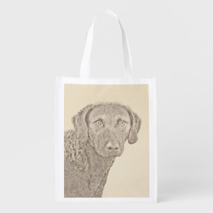 Chesapeake Bay Retriever Painting Original Dog Art Grocery Bag