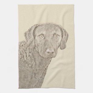 Chesapeake Bay Retriever Painting Original Dog Art Kitchen Towel