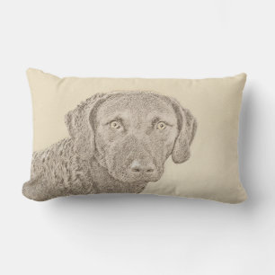 Chesapeake Bay Retriever Painting Original Dog Art Lumbar Pillow