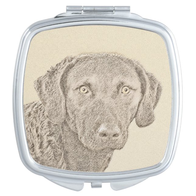 Chesapeake Bay Retriever Painting Original Dog Art Makeup Mirror (Front)