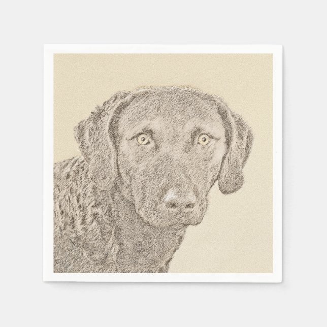 Chesapeake Bay Retriever Painting Original Dog Art Napkins (Front)