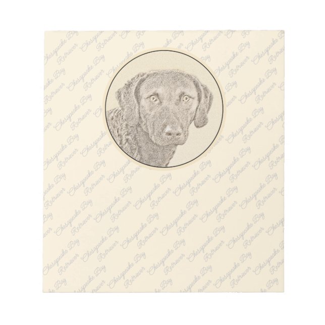 Chesapeake Bay Retriever Painting Original Dog Art Notepad (Front)