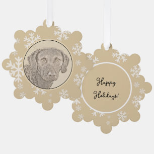 Chesapeake Bay Retriever Painting Original Dog Art Ornament Card