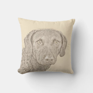 Chesapeake Bay Retriever Painting Original Dog Art Outdoor Pillow