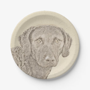 Chesapeake Bay Retriever Painting Original Dog Art Paper Plates