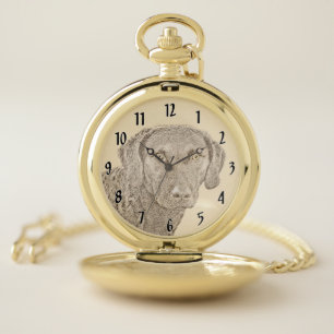Chesapeake Bay Retriever Painting Original Dog Art Pocket Watch
