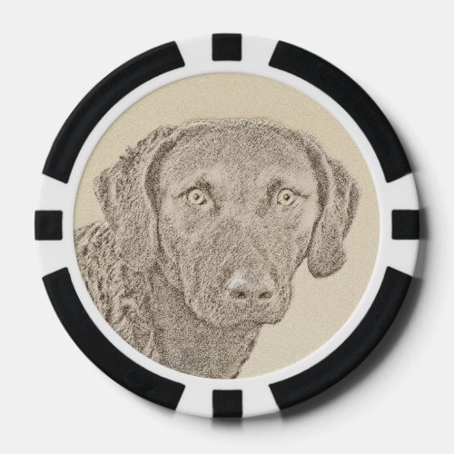 Chesapeake Bay Retriever Painting Original Dog Art Poker Chips