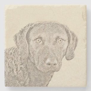 Chesapeake Bay Retriever Painting Original Dog Art Stone Coaster