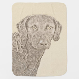 Chesapeake Bay Retriever Painting Original Dog Art Stroller Blanket