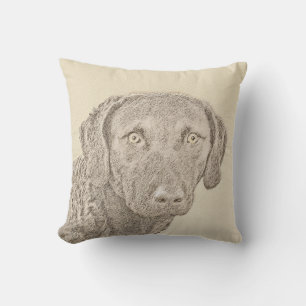 Chesapeake Bay Retriever Painting Original Dog Art Throw Pillow