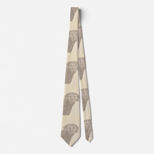 Chesapeake Bay Retriever Painting Original Dog Art Tie (Front)