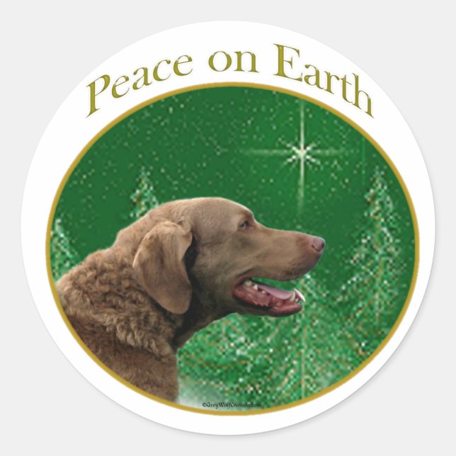 Chesapeake Bay Retriever Peace Classic Round Sticker (Front)