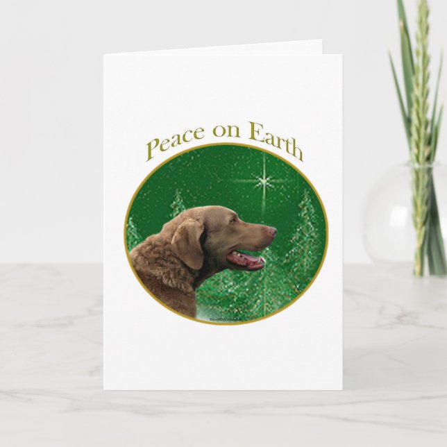 Chesapeake Bay Retriever Peace Holiday Card (Front)