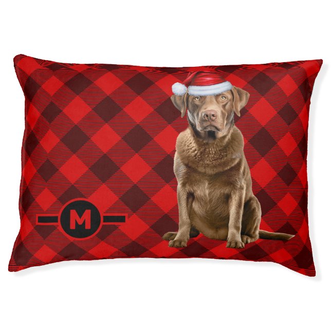 Chesapeake Bay Retriever Plaid Dog's Monogram Pet Bed (Front)
