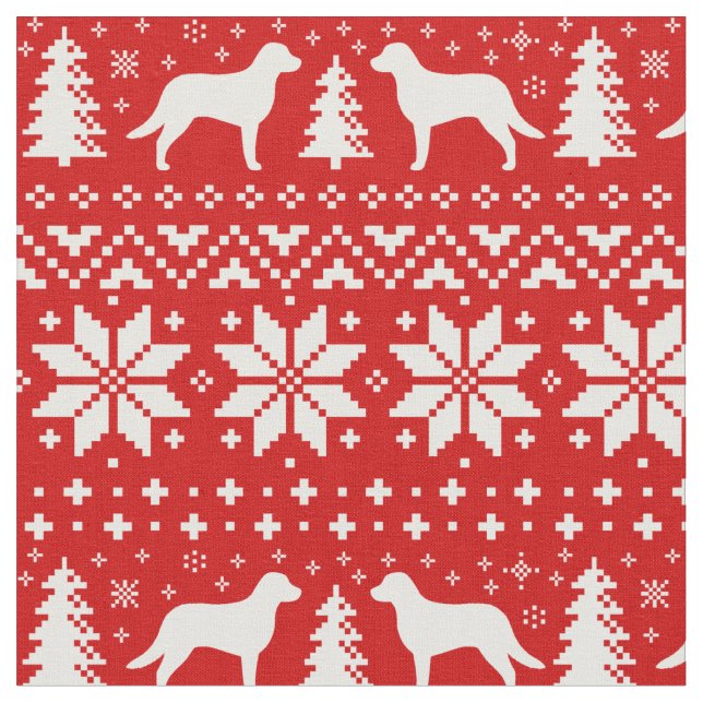 Chesapeake Bay Retriever Silhouettes Christmas Fabric (Close Up)