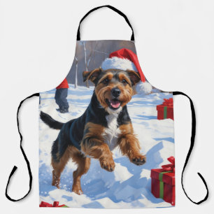 Chesapeake Bay Retriever Snow with Christmas Hat Apron