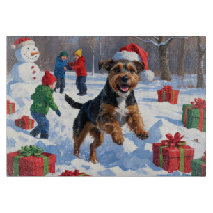 Chesapeake Bay Retriever Snow with Christmas Hat Cutting Board