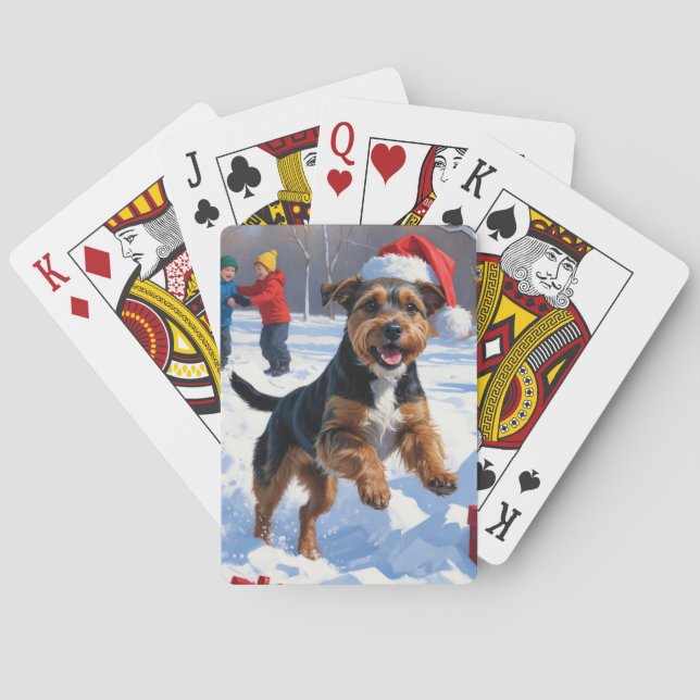 Chesapeake Bay Retriever Snow with Christmas Hat Poker Cards (Back)