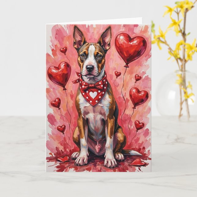 Chesapeake Bay Retriever Valentine Dog Sitting Card (Yellow Flower)