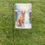 Chesapeake Bay Retriever Winter Lakeside Christmas Garden Flag