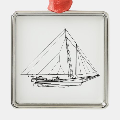 Chesapeake Bay Skipjack Sailboat Metal Ornament