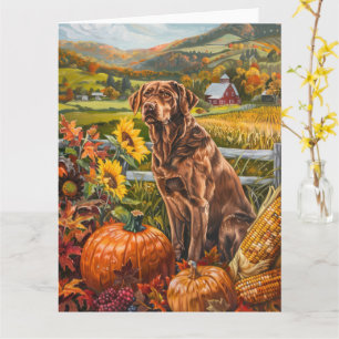 Chesapeake Bay Terrier Autumn Harvest Thanksgiving Card