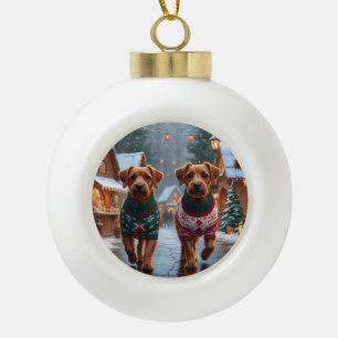 Chesapeake Bay Terrier Christmas Snow Holiday Ceramic Ball Christmas Ornament