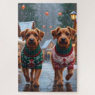 Chesapeake Bay Terrier Christmas Snow Holiday Jigsaw Puzzle