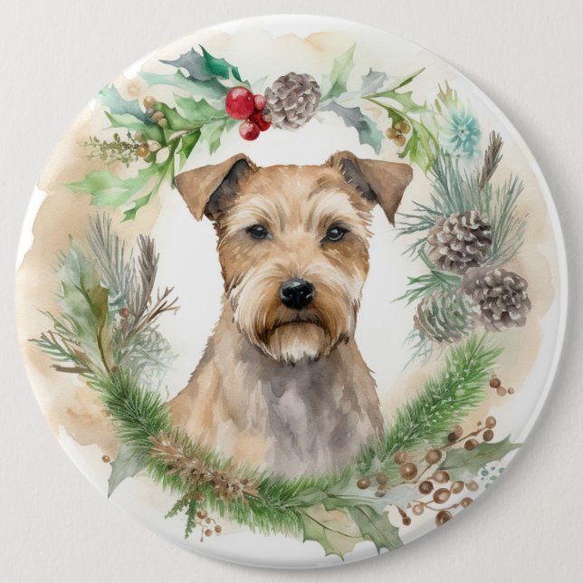 Chesapeake Bay Terrier Christmas Wreath Festive Button (Front)