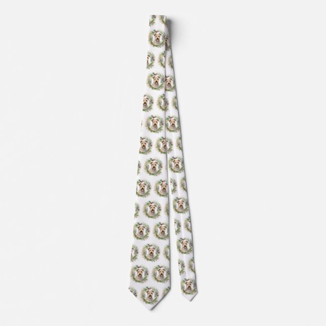 Chesapeake Bay Terrier Christmas Wreath Festive Neck Tie (Front)