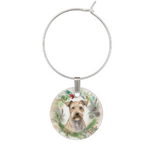 Chesapeake Bay Terrier Christmas Wreath Festive Wine Charm