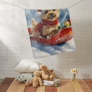 Chesapeake Bay Terrier Dog in Sledge Christmas Baby Blanket