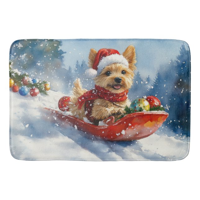 Chesapeake Bay Terrier Dog in Sledge Christmas Bath Mat (Front)