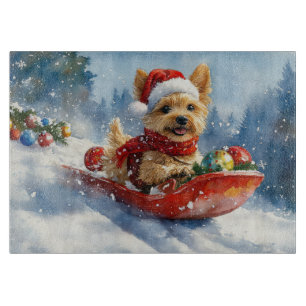 Chesapeake Bay Terrier Dog in Sledge Christmas Cutting Board