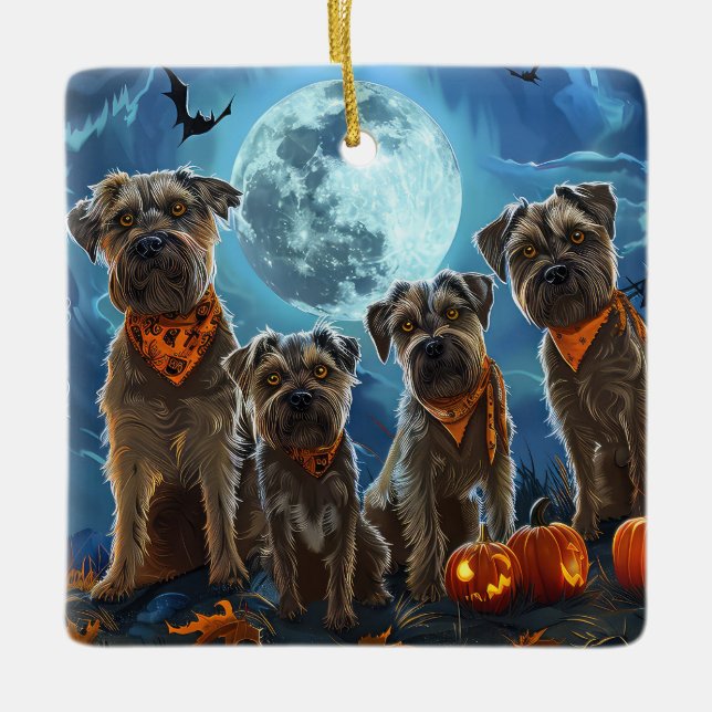 Chesapeake Bay Terrier Halloween Spooky Ceramic Ornament (Front)