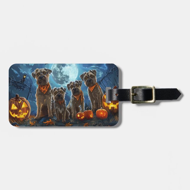 Chesapeake Bay Terrier Halloween Spooky Luggage Tag (Front Horizontal)