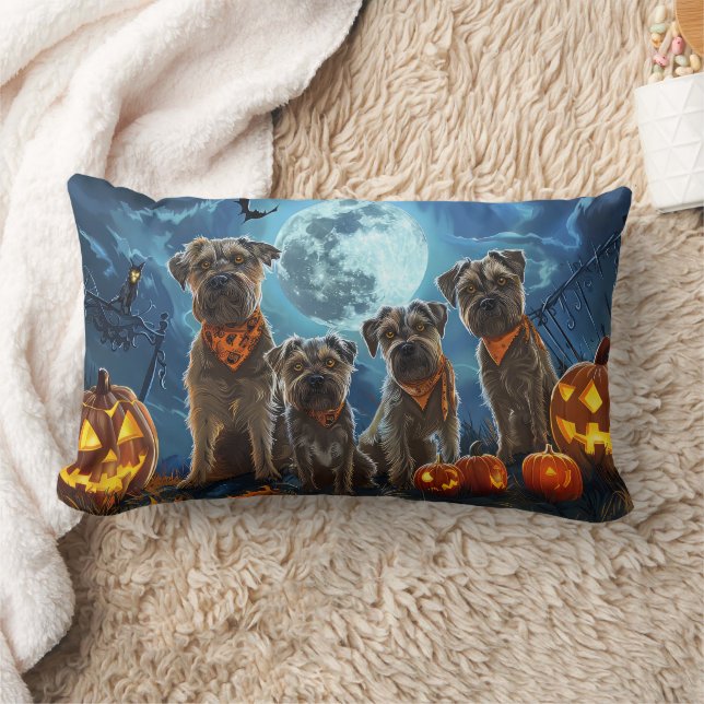 Chesapeake Bay Terrier Halloween Spooky Lumbar Pillow (Blanket)